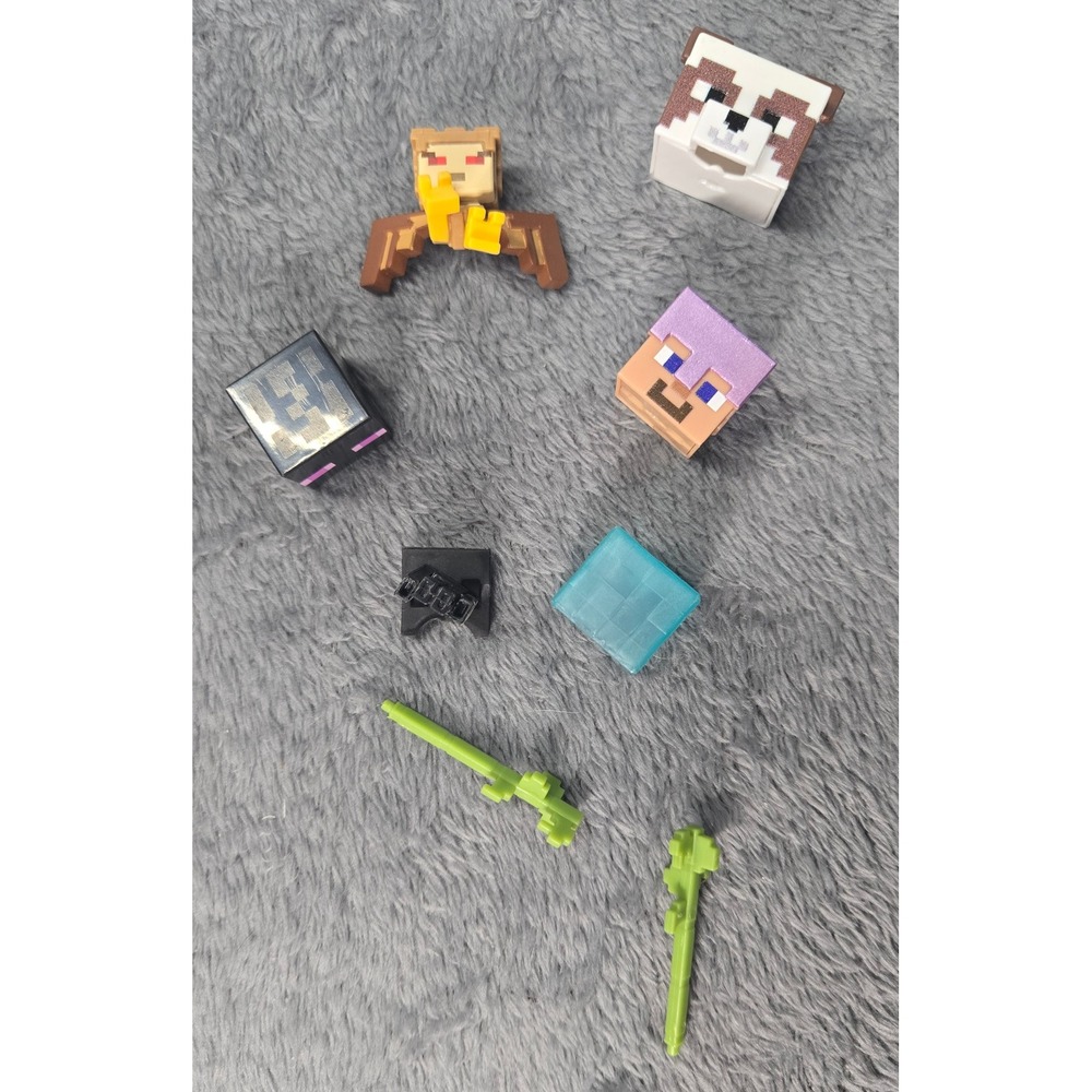 Minecraft Mattel Mini Figure Accessory Lot Enderman Panda Bat Block Tools 8pc